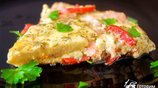 Рецепт Омлета с креветками и овощами