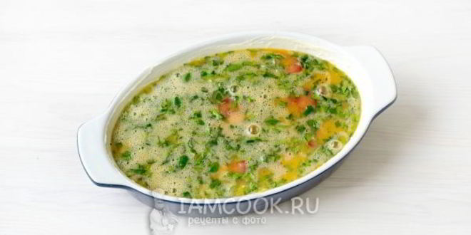 Рецепт омлета с помидорами, кабачками и сыром в духовке