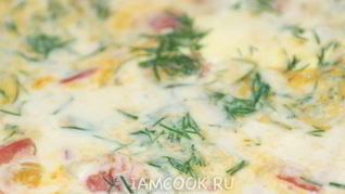 Рецепт Омлета с помидорами, луком и укропом
