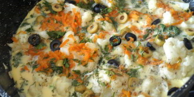 Рецепт омлета с цветной капустой по-средиземноморски