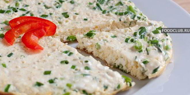 Рецепт омлета с творогом и зеленым луком