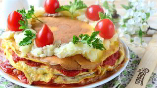 Рецепт Слоеного омлета на завтрак