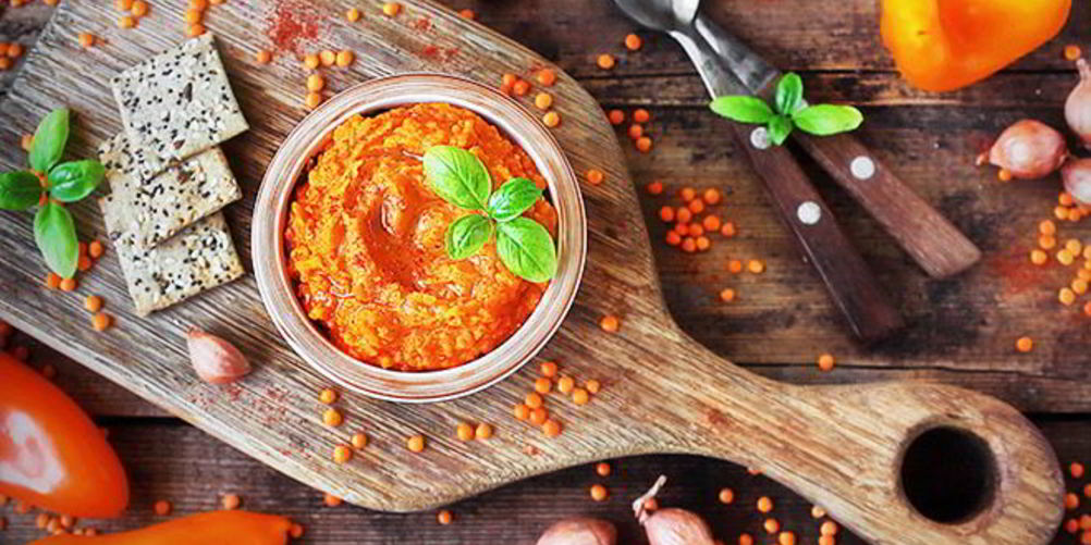 Как приготовить паштет из чечевицы с печеным перцем