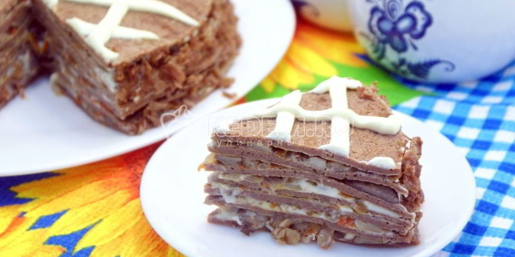 Как приготовить блинный торт с печенью