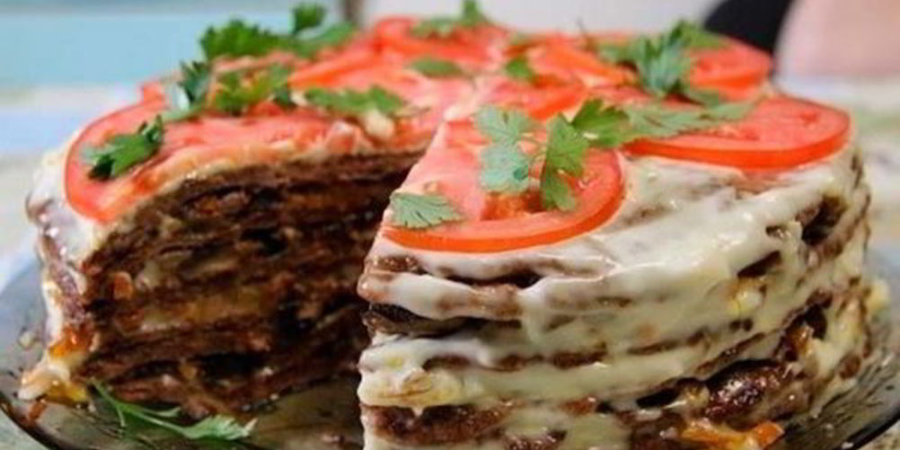 Как приготовить нежный печеночный торт с грибами