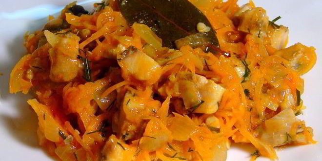 Рецепт пряной закуски с жареной малосольной сельдью