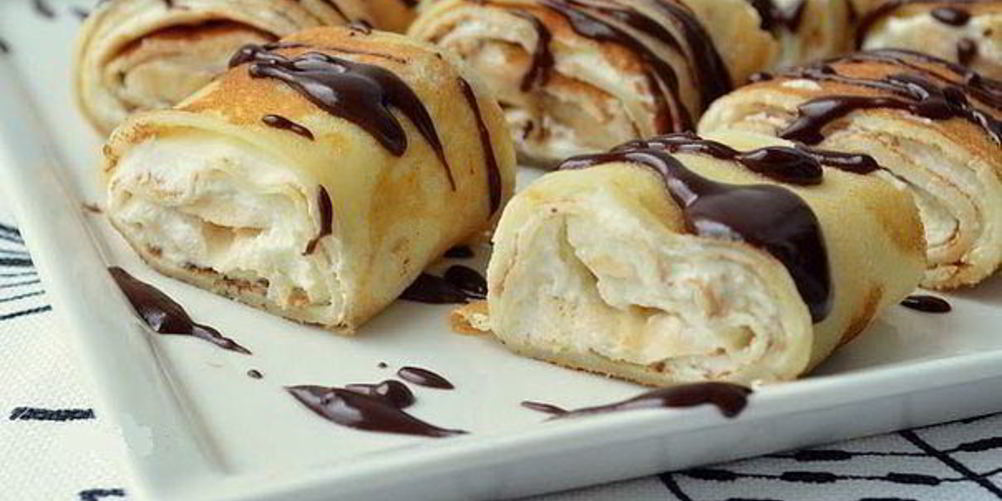 Как приготовить роллы из рисовых блинчиков с творожно-банановым кремом