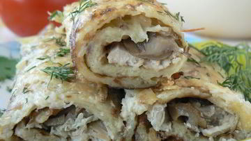 Рецепт Картофельных рулетиков с курицей и грибами