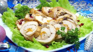 Рецепт Куриного рулета с грибами Праздничный