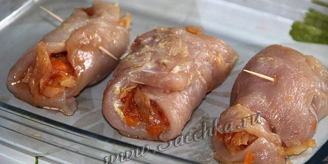 Рецепт куриных рулетиков с капустой