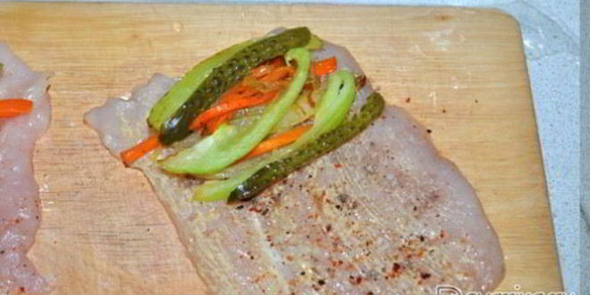 Рецепт куриных рулетиков с овощами