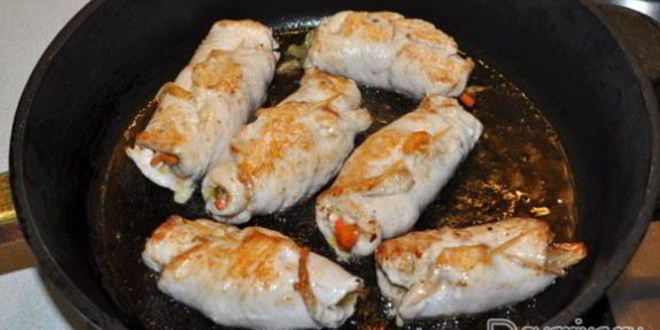 Рецепт куриных рулетиков с овощами