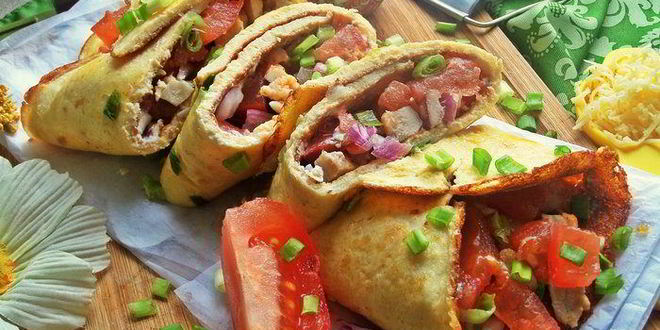 Рецепт омлетного рулета с начинкой