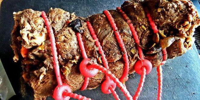 Рецепт рулета из говядины с овощами в мультиварке