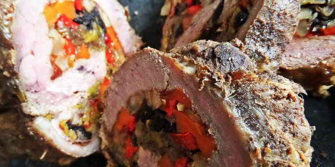 Рецепт рулета из говядины с овощами в мультиварке