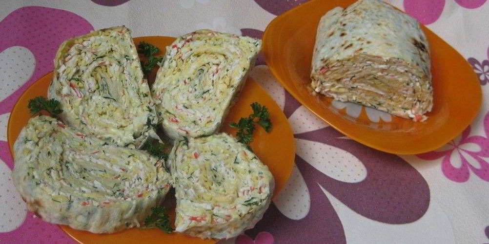 Как приготовить рулет из лаваша с крабовыми палочками