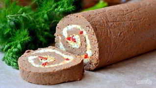 Рецепт Рулета из отварной печени с пикантной начинкой