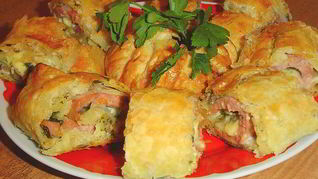 Рецепт Рулета из слоеного теста на тему Я тебя слепила из того, что было