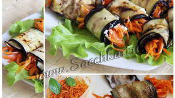 Рецепт Рулетиков из баклажанов с корейской морковью