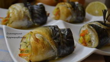 Рецепт Рулетиков из скумбрии с овощами