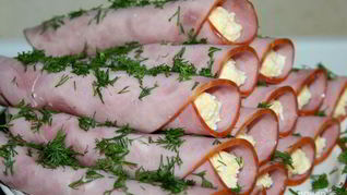 Рецепт Рулетиков с ветчиной