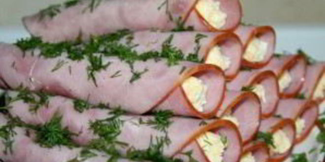 Рецепт рулетиков с ветчиной
