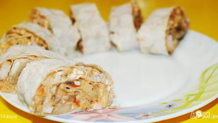 Рецепт Теплых рулетиков с мясом и грибами
