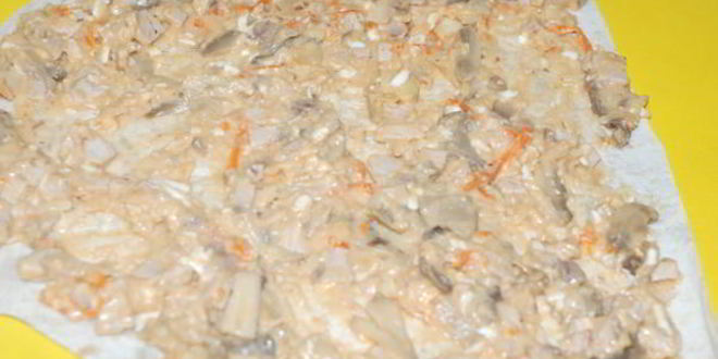 Рецепт теплых рулетиков с мясом и грибами