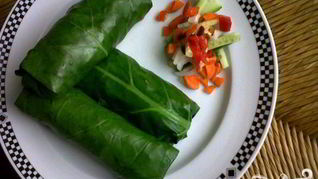 Рецепт Вегетарианских рулетиков из листовой капусты