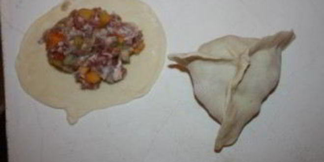 Рецепт самсы с тыквой из слоеного теста