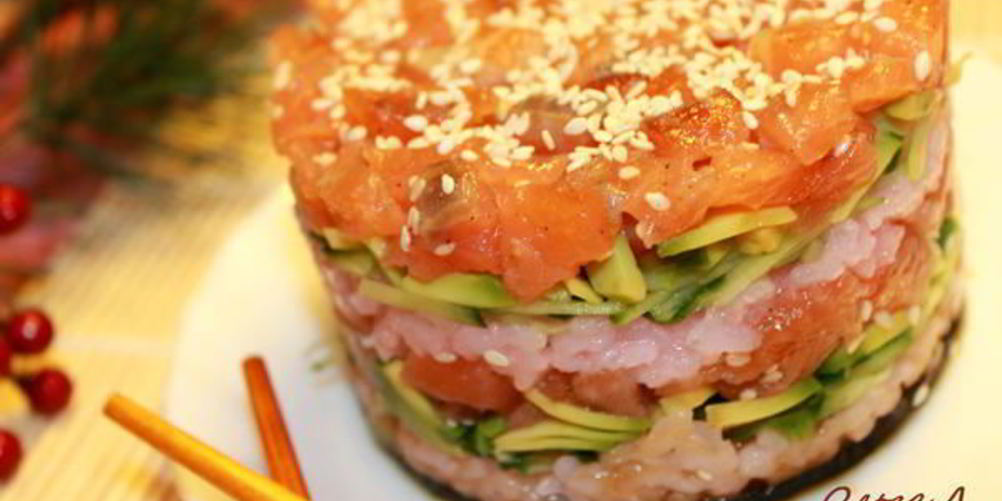 Как приготовить салатные суши башенки