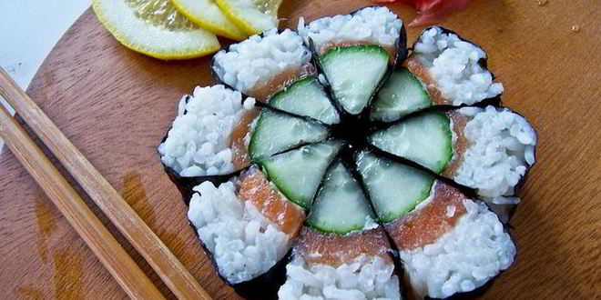 Рецепт суш-ролла огуречный цветок