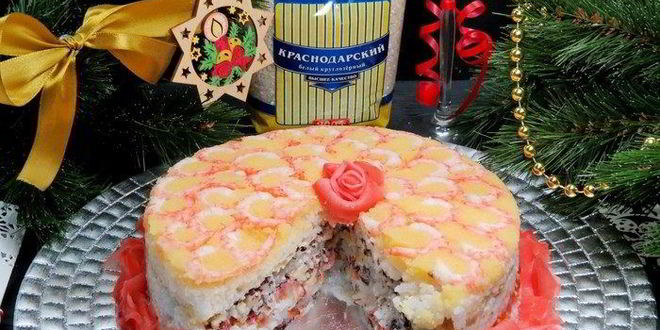 Рецепт закусочного суши-торт