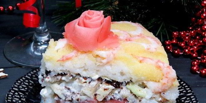 Рецепт закусочного суши-торт