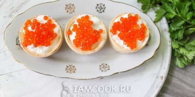 Рецепт тарталеток с икрой и творожным сыром