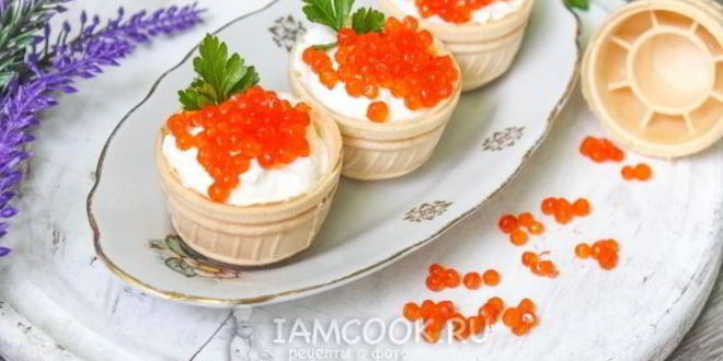 Рецепт тарталеток с икрой и творожным сыром
