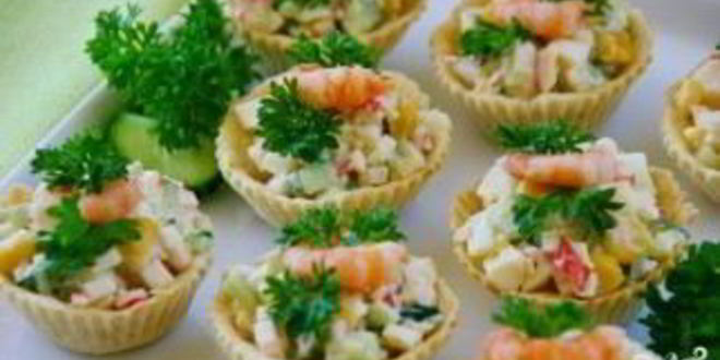 Рецепт тарталеток с крабовыми палочками и сыром