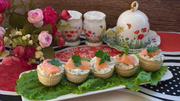 Рецепт Тарталеток с творожным сыром и семгой