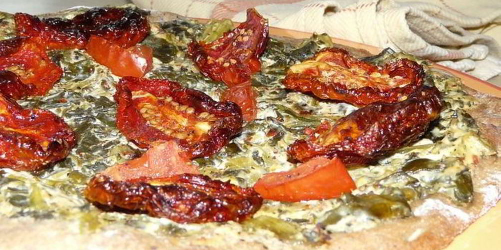 Как приготовить тарт фламбе с помидорами и крем-шпинатом