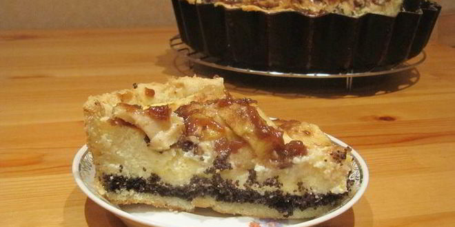 Рецепт тарта с маком, творогом и яблоками