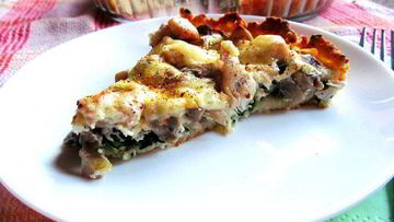 Рецепт Тарта Взлетная полоса со шпинатом, курицей и грибами