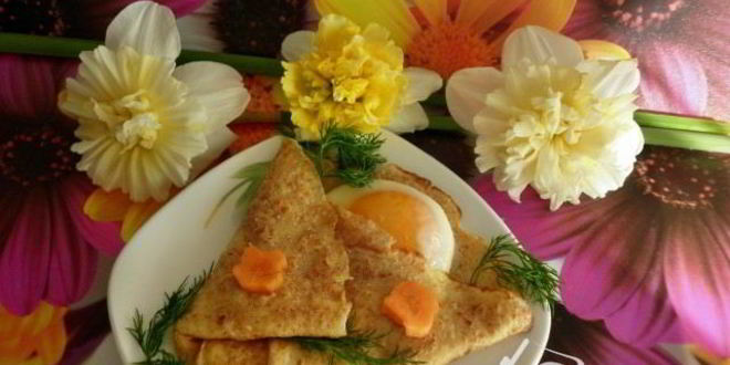 Рецепт яичницы в блинном конвертике