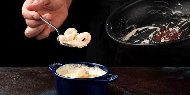 Рецепт запеченной яичницы с креветками