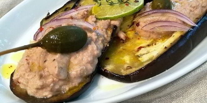 Рецепт закуски из баклажанов с тунцовым паштетом