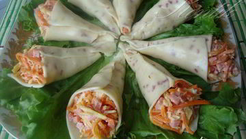 Рецепт Закуски из плвленного сыра с корейской морковью