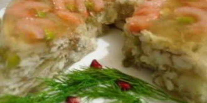 Рецепт заливного из рыбы и креветок
