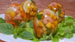 Рецепт Заливного Яйца Фаберже с креветками