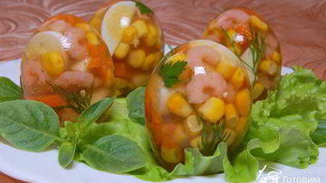 Рецепт Заливного Яйца Фаберже с креветками