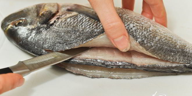 Рецепт дорадо, фаршированная жюльеном из морепродуктов