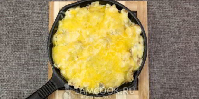 Рецепт жульена с курицей и грибами на сковороде